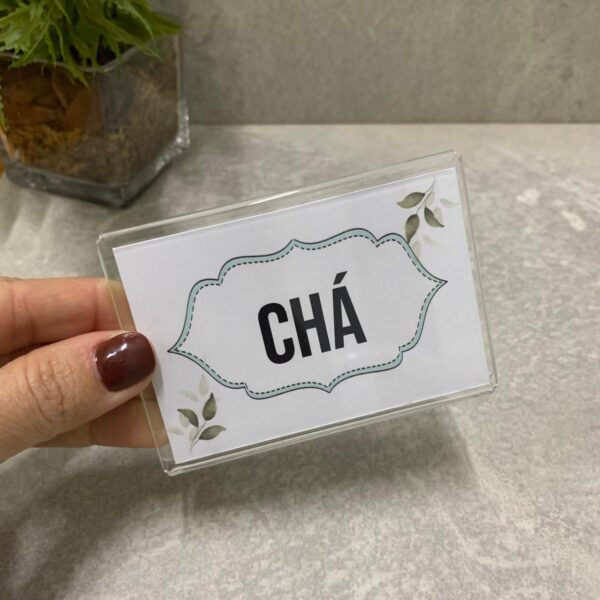 Display de Mesa 10x7cm c/ dobra em acrílico "Chá"